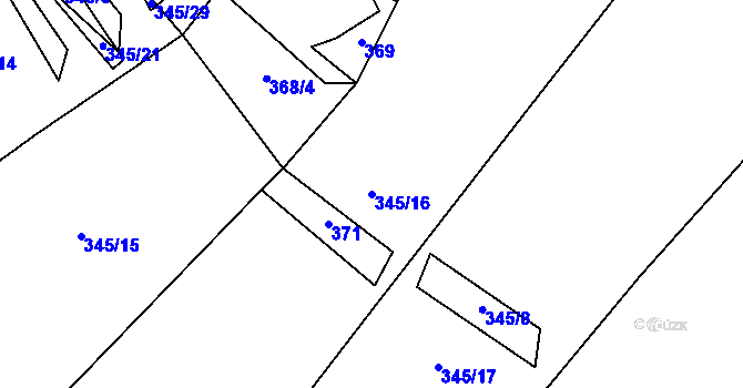 Parcela st. 345/16 v KÚ Josefov u Rožné, Katastrální mapa