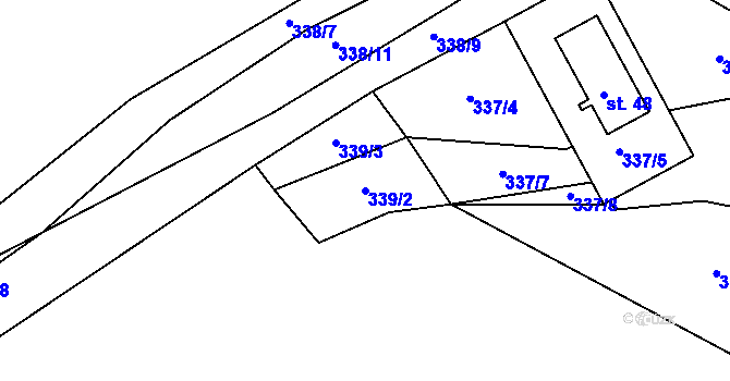Parcela st. 339/2 v KÚ Josefov u Rožné, Katastrální mapa