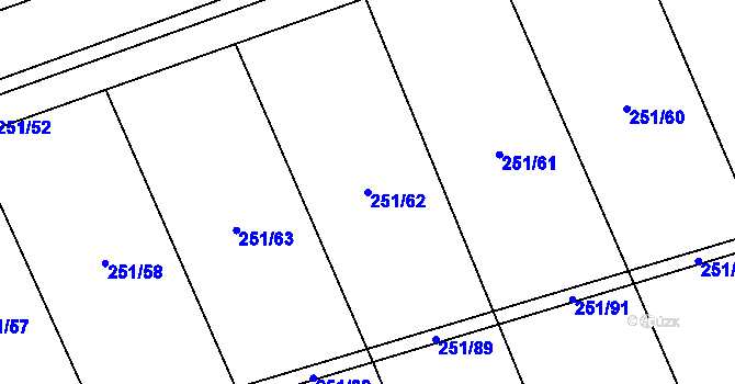 Parcela st. 251/62 v KÚ Rožná, Katastrální mapa
