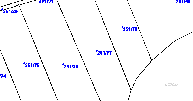 Parcela st. 251/77 v KÚ Rožná, Katastrální mapa