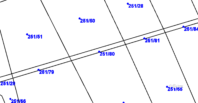 Parcela st. 251/80 v KÚ Rožná, Katastrální mapa