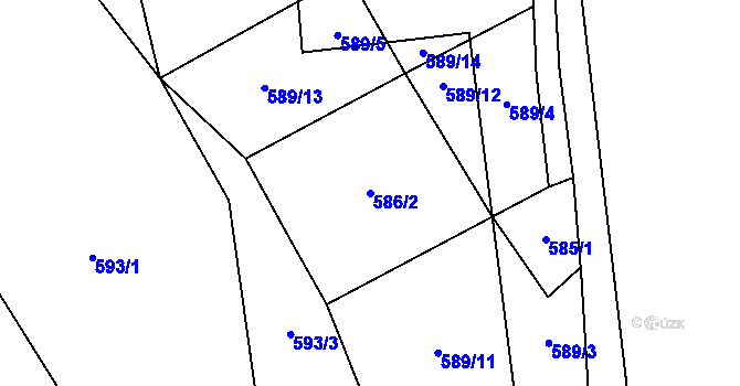 Parcela st. 586/2 v KÚ Rožná, Katastrální mapa