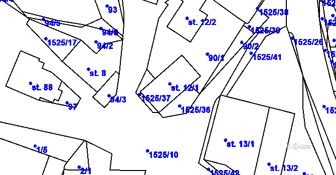 Parcela st. 12 v KÚ Rožná, Katastrální mapa