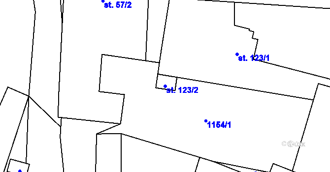 Parcela st. 123/2 v KÚ Rožná, Katastrální mapa