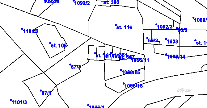 Parcela st. 162 v KÚ Rožná, Katastrální mapa
