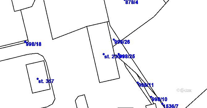 Parcela st. 230/1 v KÚ Rožná, Katastrální mapa