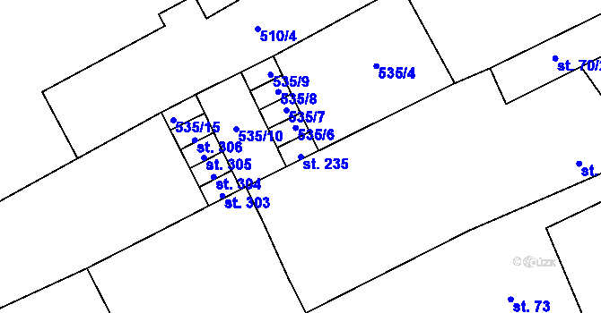 Parcela st. 235 v KÚ Rožná, Katastrální mapa