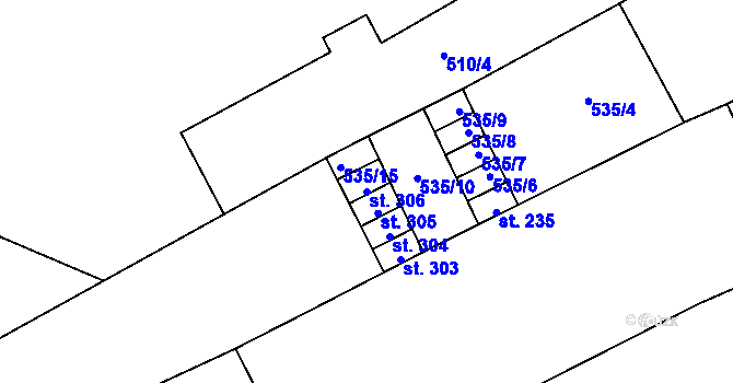 Parcela st. 306 v KÚ Rožná, Katastrální mapa