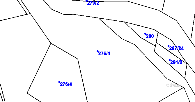 Parcela st. 276/1 v KÚ Rožná, Katastrální mapa