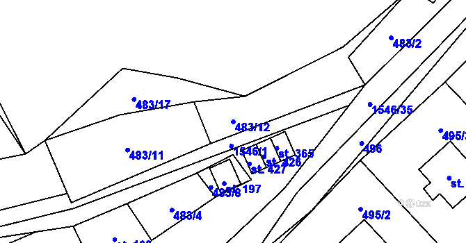 Parcela st. 483/12 v KÚ Rožná, Katastrální mapa