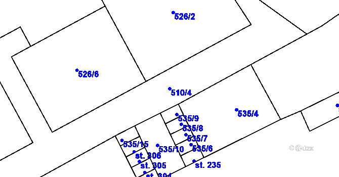 Parcela st. 510/4 v KÚ Rožná, Katastrální mapa