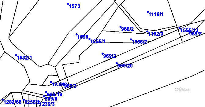 Parcela st. 969/2 v KÚ Rožná, Katastrální mapa