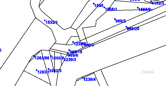 Parcela st. 969/3 v KÚ Rožná, Katastrální mapa