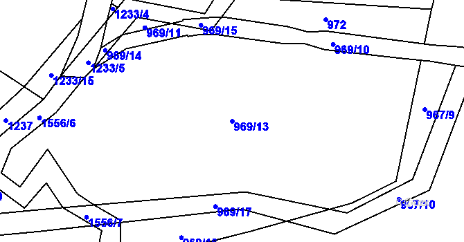 Parcela st. 969/13 v KÚ Rožná, Katastrální mapa