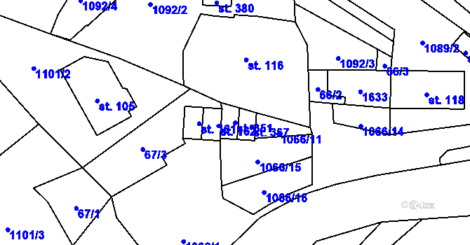 Parcela st. 351 v KÚ Rožná, Katastrální mapa