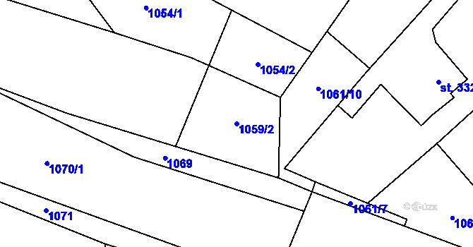 Parcela st. 1059/2 v KÚ Rožná, Katastrální mapa