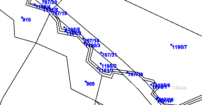 Parcela st. 767/31 v KÚ Zlatkov, Katastrální mapa