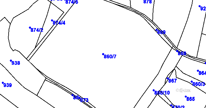 Parcela st. 860/7 v KÚ Zlatkov, Katastrální mapa