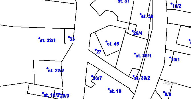 Parcela st. 27 v KÚ Zlatkov, Katastrální mapa
