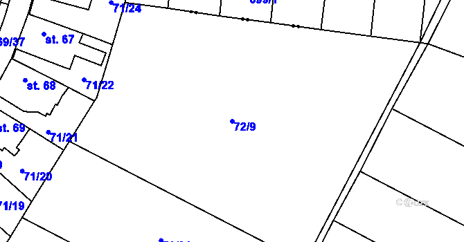 Parcela st. 72/9 v KÚ Neznášov, Katastrální mapa