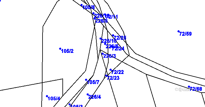 Parcela st. 226/3 v KÚ Neznášov, Katastrální mapa