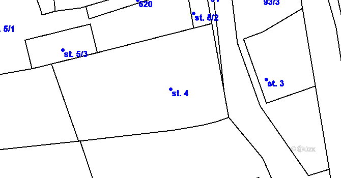 Parcela st. 4 v KÚ Rožnov, Katastrální mapa