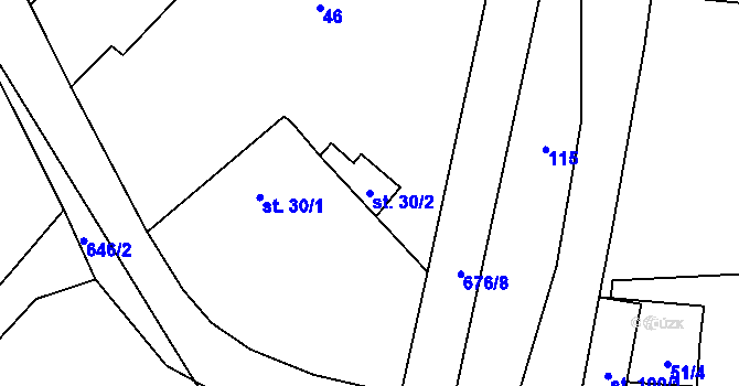 Parcela st. 30/2 v KÚ Rožnov, Katastrální mapa