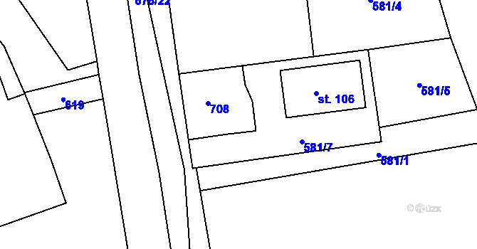 Parcela st. 86 v KÚ Rožnov, Katastrální mapa