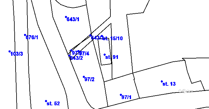 Parcela st. 91 v KÚ Rožnov, Katastrální mapa