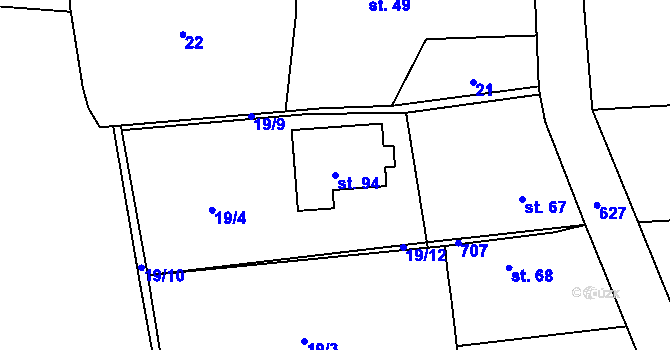 Parcela st. 94 v KÚ Rožnov, Katastrální mapa