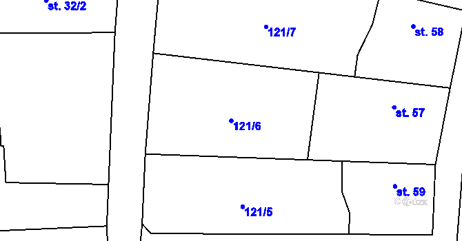 Parcela st. 121/6 v KÚ Rožnov, Katastrální mapa