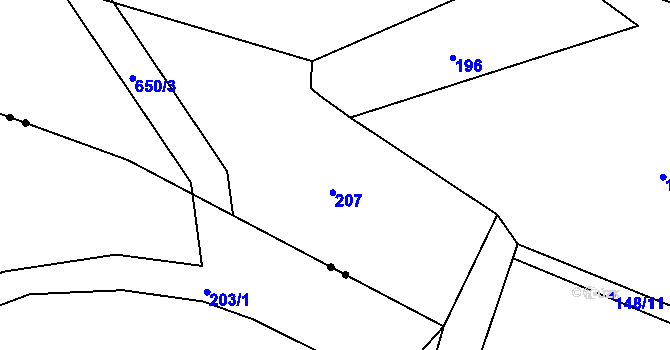 Parcela st. 207 v KÚ Rožnov, Katastrální mapa