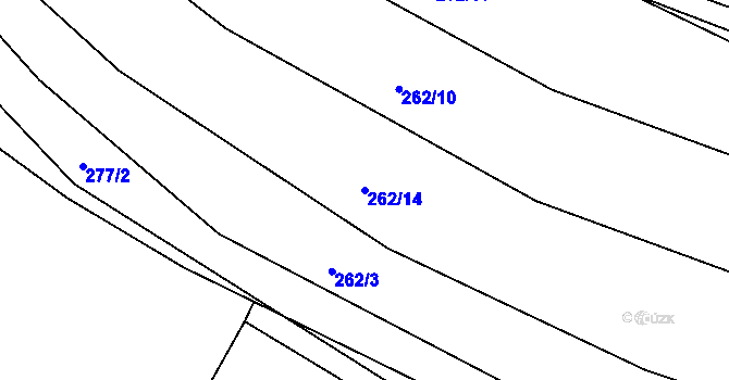 Parcela st. 262/14 v KÚ Rožnov, Katastrální mapa