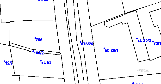 Parcela st. 676/20 v KÚ Rožnov, Katastrální mapa