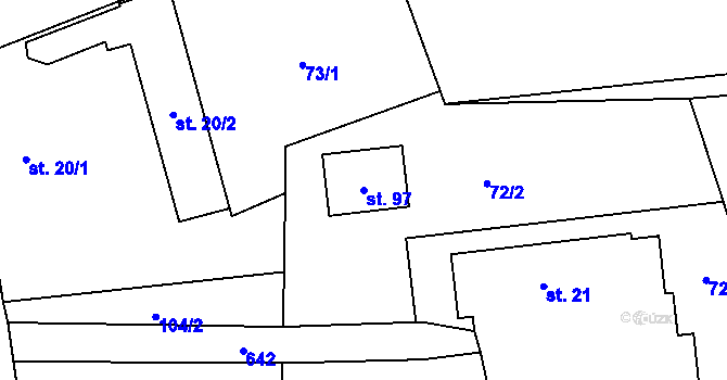 Parcela st. 97 v KÚ Rožnov, Katastrální mapa