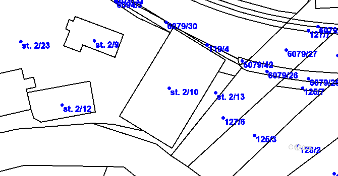 Parcela st. 2/10 v KÚ Rožnov pod Radhoštěm, Katastrální mapa