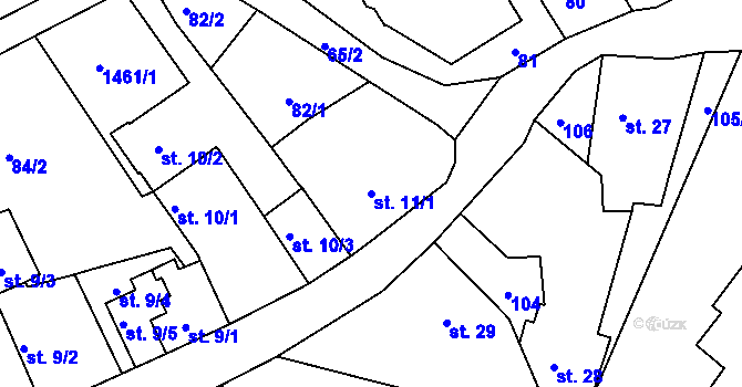 Parcela st. 11/1 v KÚ Rožnov pod Radhoštěm, Katastrální mapa