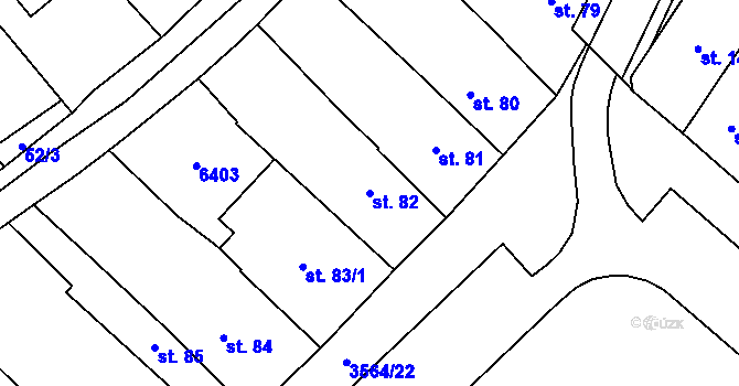 Parcela st. 82 v KÚ Rožnov pod Radhoštěm, Katastrální mapa