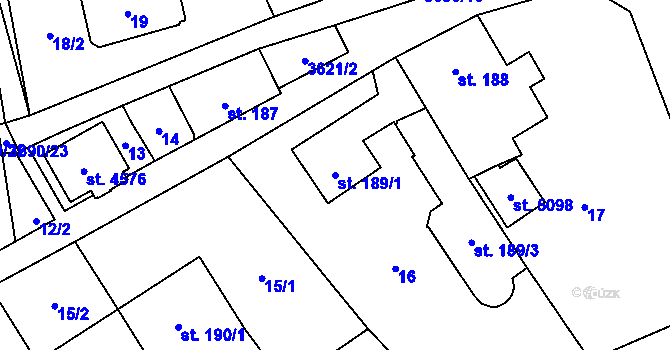 Parcela st. 189/1 v KÚ Rožnov pod Radhoštěm, Katastrální mapa