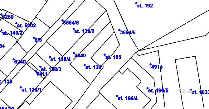 Parcela st. 195 v KÚ Rožnov pod Radhoštěm, Katastrální mapa