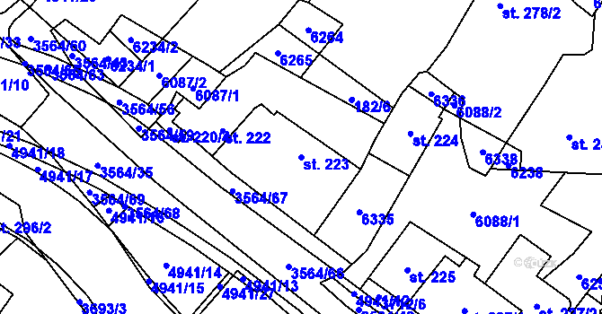 Parcela st. 223 v KÚ Rožnov pod Radhoštěm, Katastrální mapa