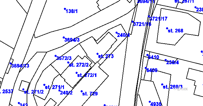 Parcela st. 273 v KÚ Rožnov pod Radhoštěm, Katastrální mapa