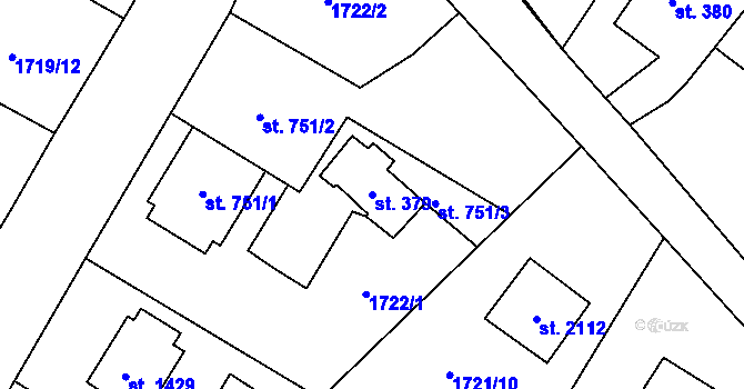 Parcela st. 379 v KÚ Rožnov pod Radhoštěm, Katastrální mapa