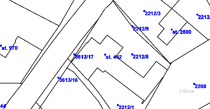 Parcela st. 442 v KÚ Rožnov pod Radhoštěm, Katastrální mapa