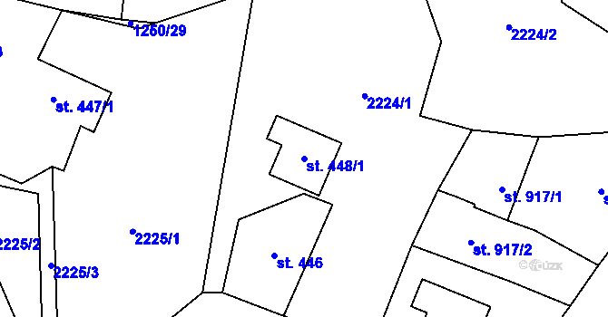 Parcela st. 448/1 v KÚ Rožnov pod Radhoštěm, Katastrální mapa
