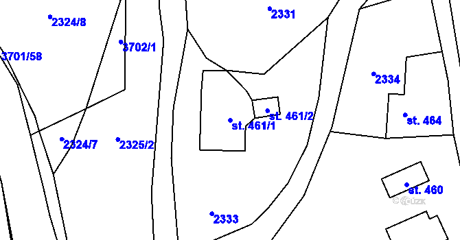 Parcela st. 461/1 v KÚ Rožnov pod Radhoštěm, Katastrální mapa