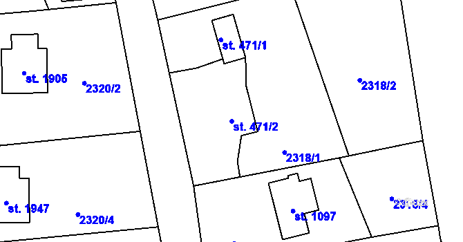 Parcela st. 471/2 v KÚ Rožnov pod Radhoštěm, Katastrální mapa