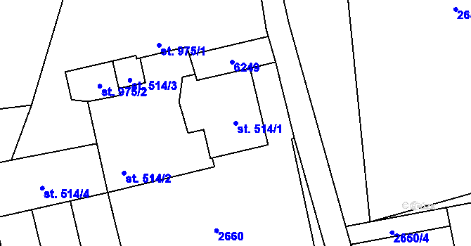 Parcela st. 514/1 v KÚ Rožnov pod Radhoštěm, Katastrální mapa