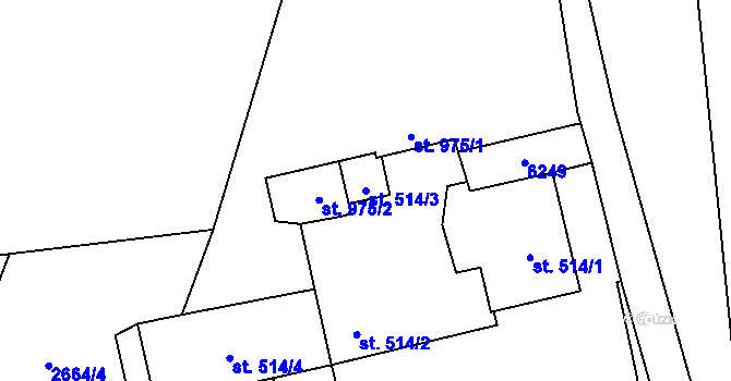 Parcela st. 514/3 v KÚ Rožnov pod Radhoštěm, Katastrální mapa