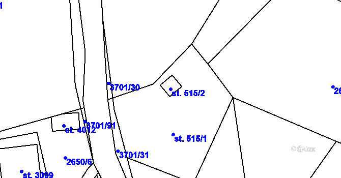 Parcela st. 515/2 v KÚ Rožnov pod Radhoštěm, Katastrální mapa